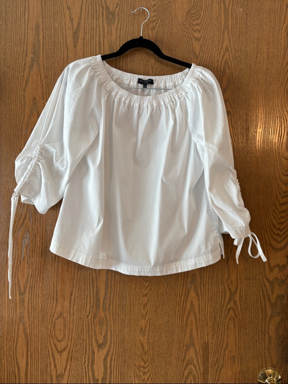 Lafayette 148 White Peasant Blouse with Tie-Sleeves